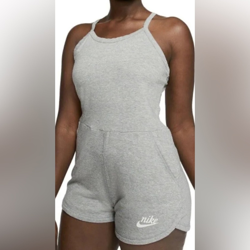 NIKE Light Gray Athletic Romper w/ Pockets, NWT